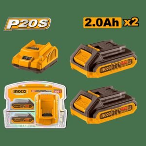 PACK 2 BATERIAS 2.0 Ah + CARGADOR 20V INGCO FBCPK1222E