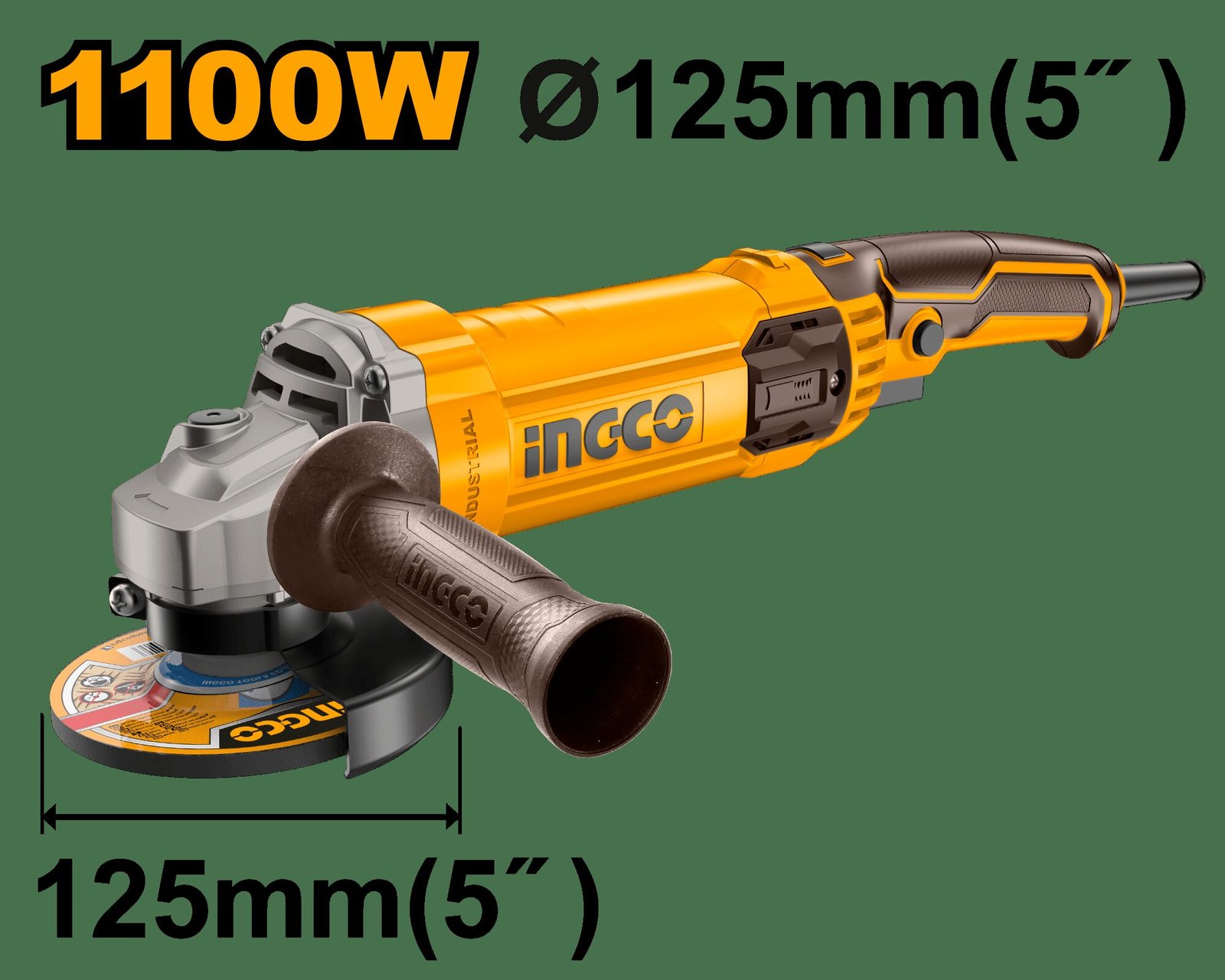 AMOLADORA 125MM 1100 W INGCO AG110038E - Imagen 2