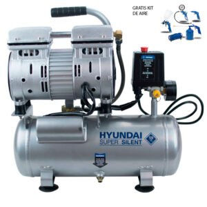 HYAC6-07S Compresor Silencioso Hyundai 6 L + GRATIS HY-55901 Kit herramientas aire 5 piezas