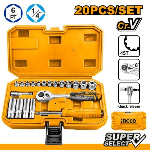 Maleta de herramientas de 20 PCS 1/4” INGCO HKTS14201